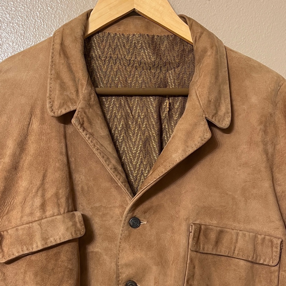 vintage Julius Lewis Men's Suede Bomber Jacket in Brown - Picture 2 of 8